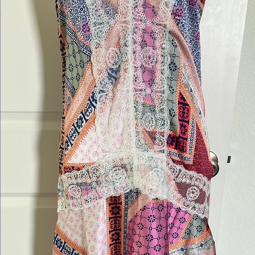 NWOT SHEIN Premium Patchwork Lace Asymmetrical Dress Small - Picture 3 of 12